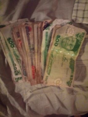 Mixed Currency Banknotes - Green and Tan Tones 500 Nairas